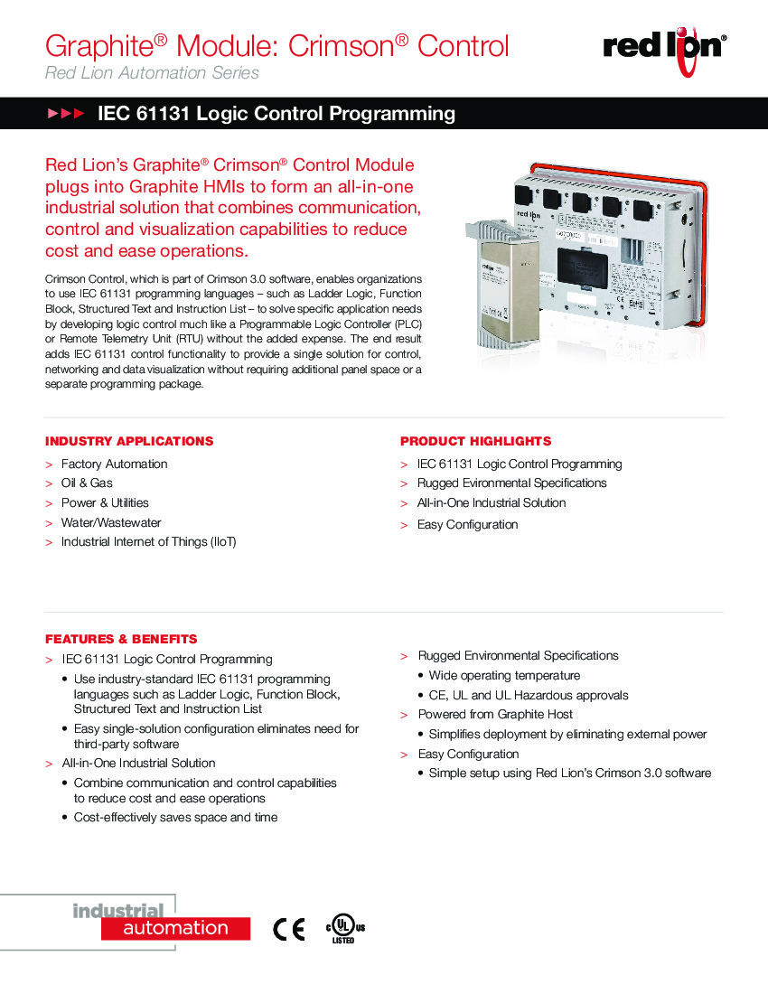 First Page Image of GMCC0000 Crimson Control Graphite Module Data Sheet.pdf